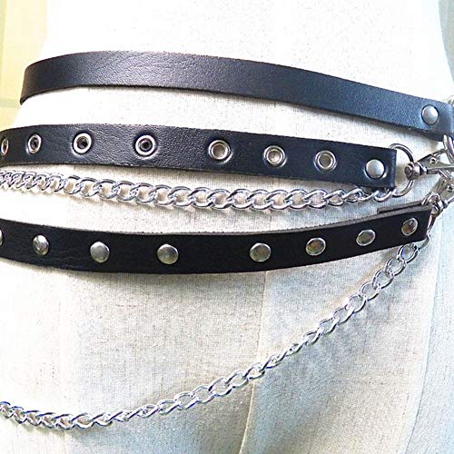 Zonfer Cadenas Cuerpo De La Cintura De Las Mujeres Cadena De La Cintura del Arnés Liga Cinturón con Hebilla Punky Gótico para La Señora