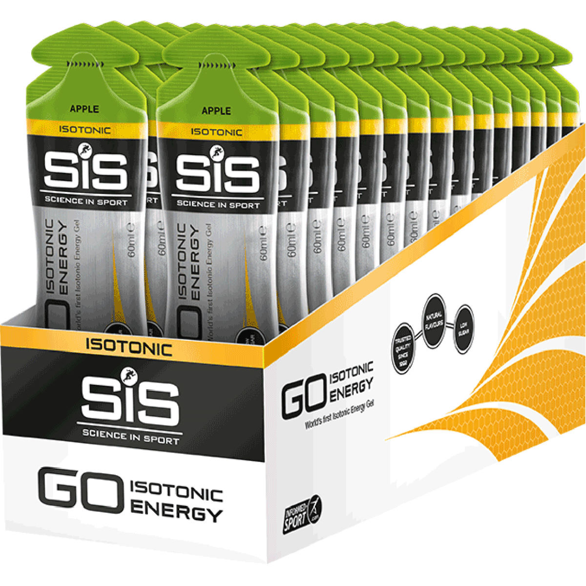 Caja de 30 sobres de gel Science in Sport - Go Isotonic (60 ml) - Geles