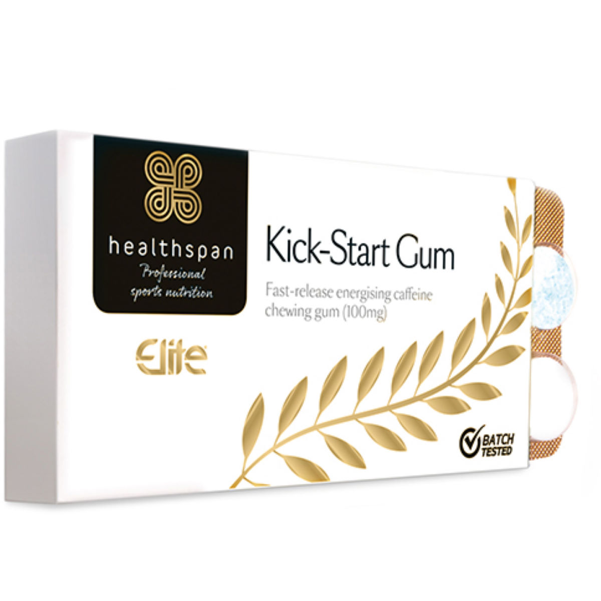 Healthspan Elite Kick-Start Caffeine Gum (120 Pieces) - Cafeína en comprimidos