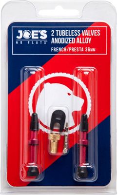 Kit de válvula Presta tubeless Joe's No Flats (aluminio) - Rojo anodizado - 36mm, Rojo anodizado
