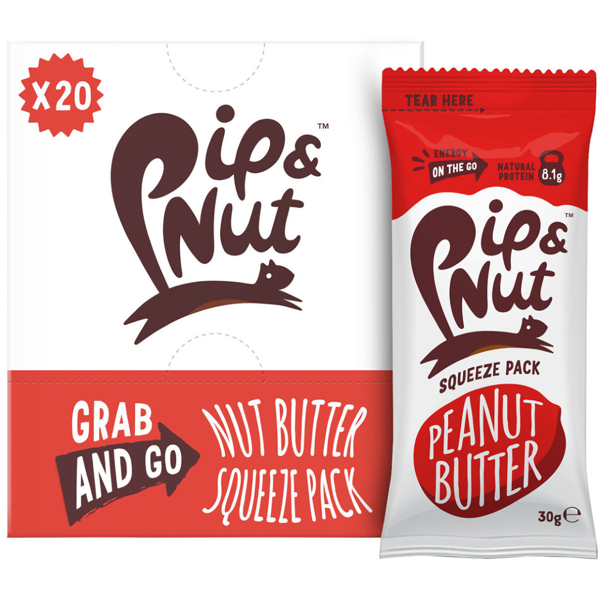 Mantequilla de cacahuete Pip & Nut (20 sobres x 30 g) - Mantequillas de frutos secos