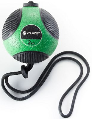Pure2Improve Medicine Ball with Rope (2kg) - Verde - Negro, Verde - Negro