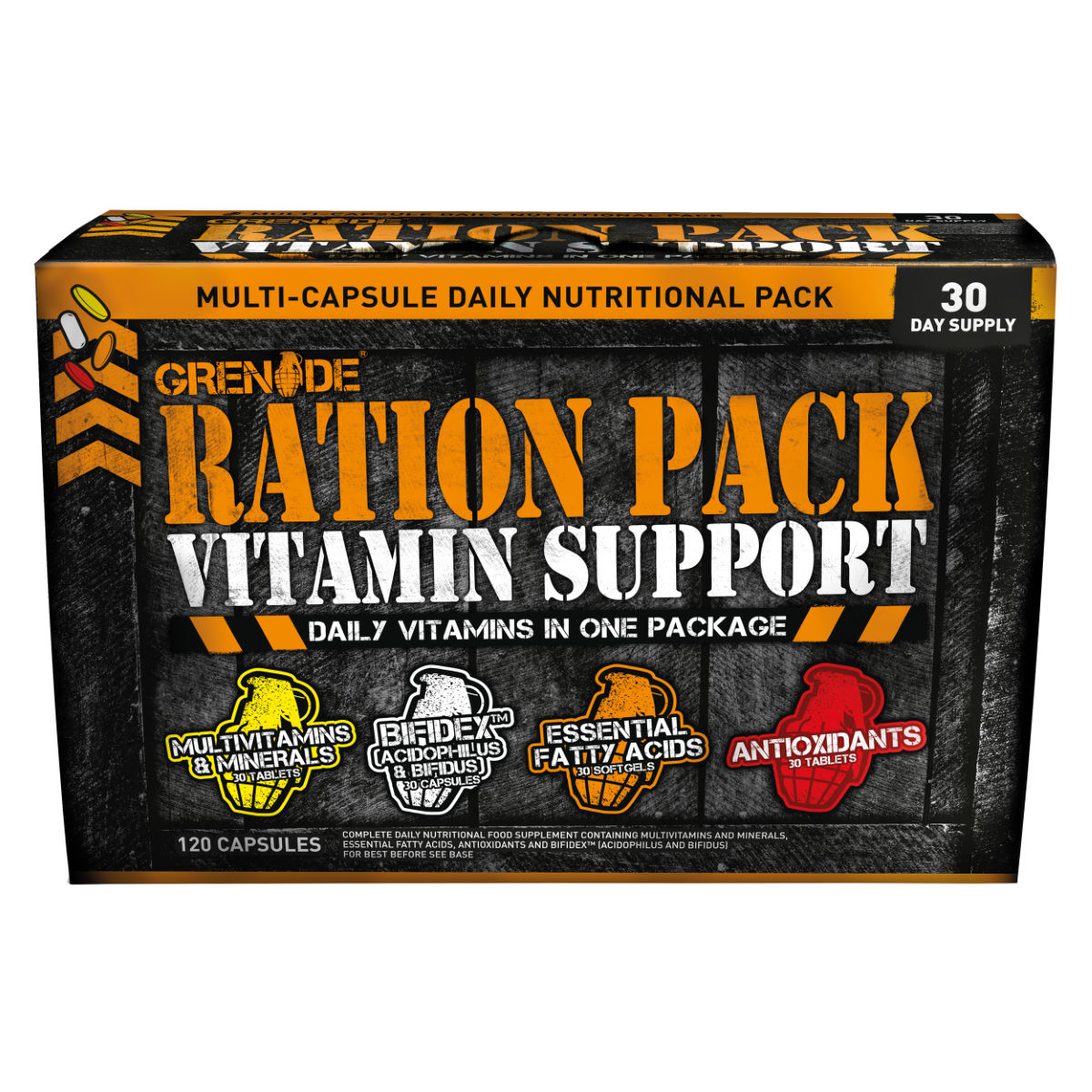 Suplemento vitamínico Grenade Ration Pack Vitamin Support (120 cápsulas) - Lotes de nutrición