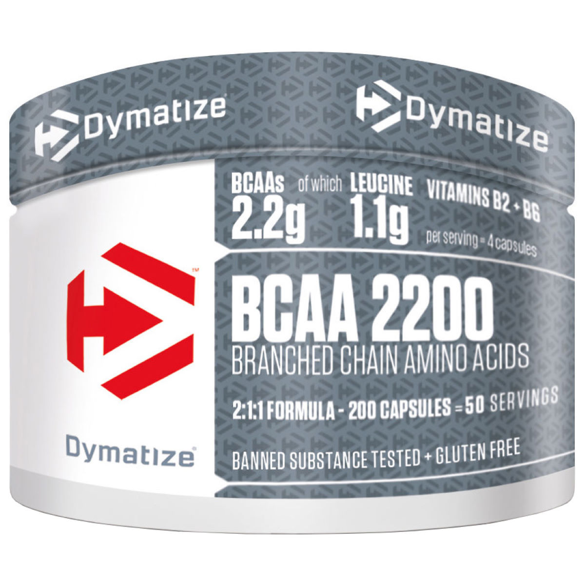 Suplemento de aminoácidos Dymatize BCAA 2200 (200 cápsulas) - BCAA