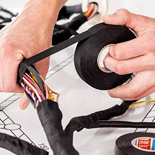 4 piezas Cinta Aislante de algodón, Juego de cables cable de cinta resistente al calor adhesivo de tela cinta telares para coche motocicleta para mazos de Cables domésticos o automotrices