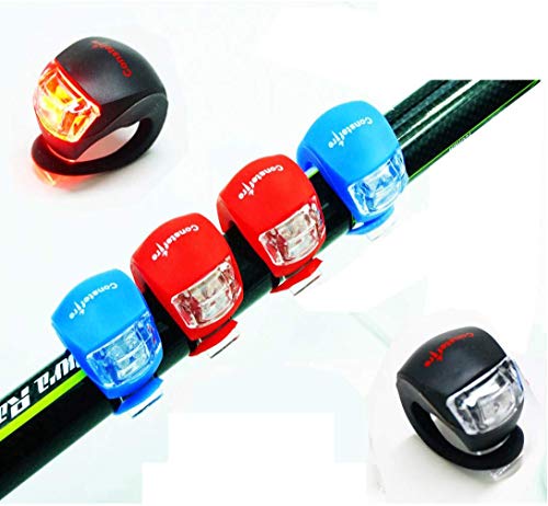 4 Piezas LED Clip-On Silicon Band Luces de Bicicleta Lámpara Luz LED para Bicicleta Super Brillante Luz Bici Frontal y Trasera ，Satisfacción al 100% y ¡Libre de Riesgos!