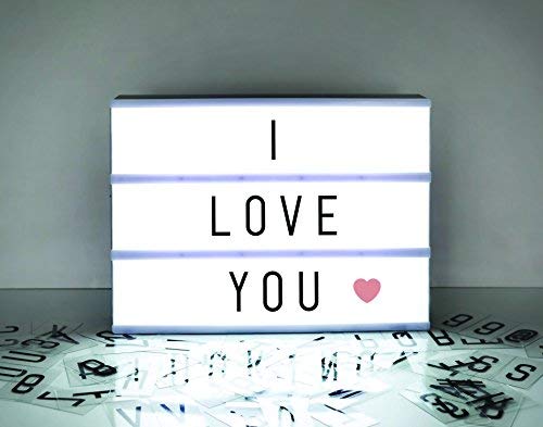 A4 cinematográfica caja de luz señal con letras y Emojis para fiestas, bodas, promoción, bebé hitos
