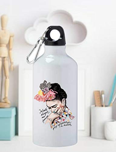 adaysusdetalles Termo Botella de Agua - Frida Kahlo Jarra 500ML,Regalo Cantimplora Aislado Cafe para Llevar Bidón Botella de Aluminio