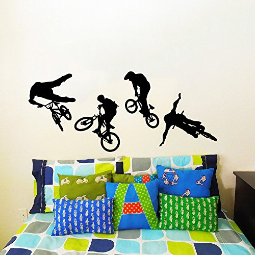 Adhesivos Jump de pared bicicleta ciclista BMX Freestyle Jumping Deportes Extremos regalo Kids Dormitorio Vinilo Adhesivo Pared murales adhesivo