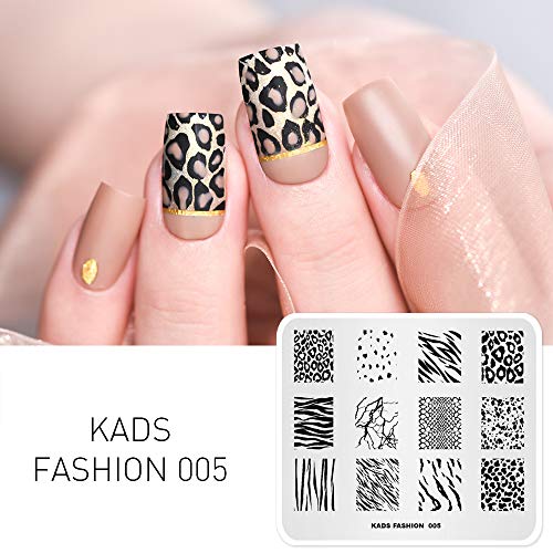 Alexnailart Placa de estampado para uñas Leopardo Imagen plantillas impresión de esmalte de uñas Herramienta de diseño de manicura