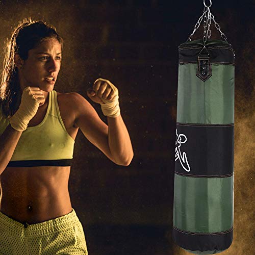 Alomejor Saco de Boxeo Saco de Boxeo Resistente con Cadenas para el Entrenamiento de Boxeo Bolsa de Arena de Fitness(1m-Green)