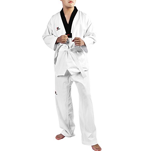 Alomejor Uniforme de Taekwondo, Manga Larga de algodón, con cinturón Blanco, Traje de Karate para Adultos y niños(120)
