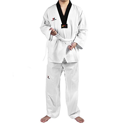 Alomejor Uniforme de Taekwondo, Manga Larga de algodón, con cinturón Blanco, Traje de Karate para Adultos y niños(120)