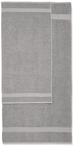 AmazonBasics - Juego de toallas (colores resistentes, 2 toallas de baño y 2 toallas de manos), color gris