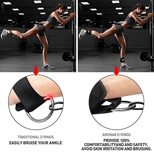 Amonax tobillera para polea (acolchado) para piernas y tobillos, correas tobillos gym cable maquinas, gimnasio, fitness - mujeres y hombres