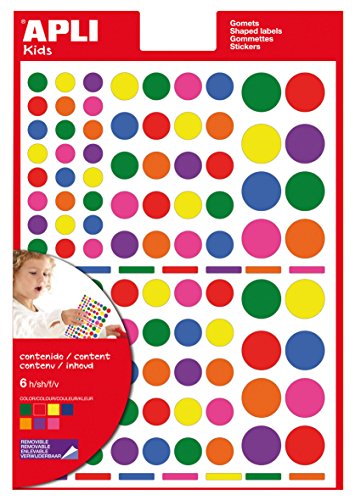 APLI Kids - Bolsa de gomets multicolor surtido, 6 hojas adhesivo removible
