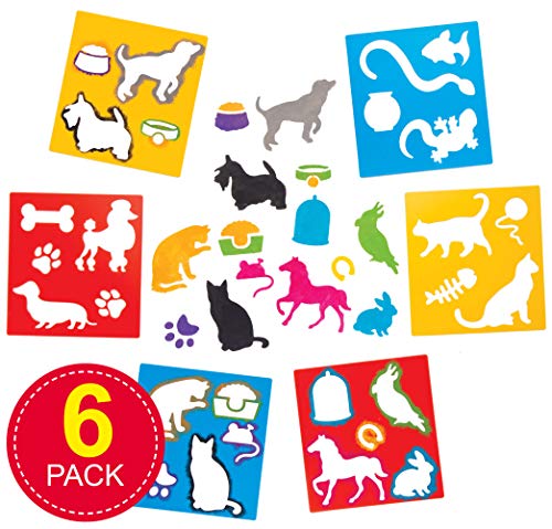 Baker Ross- Plantillas lavables de plástico con forma de mascotas (Pack de 6) - Actividad de manualidades infantiles para pintar