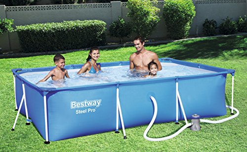 Bestway 56411 - Piscina Desmontable Tubular Infantil Deluxe Splash Frame Pool 300x201x66 cm Depuradora de cartucho de 1.249 litros/hora