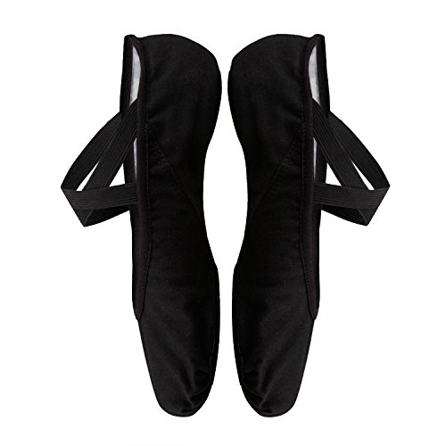 Bezioner-Shop Zapatillas de ballet Canvas Dance Zapatos Split (Negro y Rosa claro) Le recomendamos que elija uno (1) Tamaño Más Grande que su Tamaño Normal del Zapato (38, Negro)