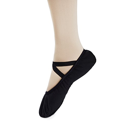 Bezioner-Shop Zapatillas de Ballet Canvas Dance Zapatos Split (Negro y Rosa Claro) Le recomendamos Que Elija uno (1) Tamaño Más Grande Que su Tamaño Normal del Zapato (34, Negro)