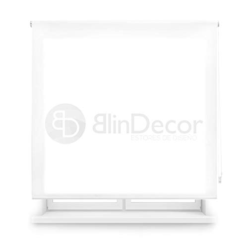 Blindecor Ara Estor Enrollable translúcido Liso, Blanco Optico, 140 X 175 cm