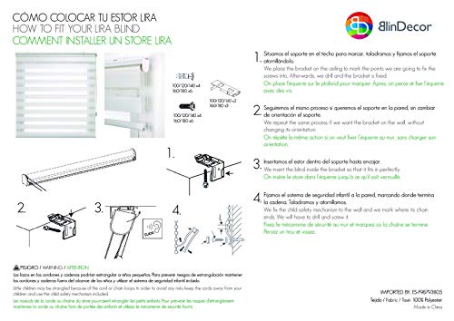 Blindecor Lira Estor Enrollable Doble Tejido, Noche y día,Tricolor 160 x 180 cm, Color Gris Pistacho, Poliéster