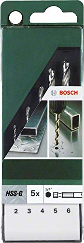 Bosch 2 609 255 127 - Juego de 5 brocas para metal HSS-G con vástago de inserción hexagonal