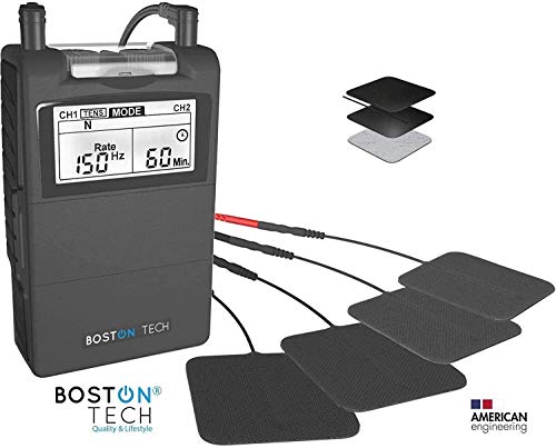 Boston Tech ME-89 Plus - Electroestimulador Muscular Digital TENS - EMS Digital de Dos Canales, 24 programas Pre-establecidos Ajustables y 8 Electrodos. Ideal para Tratamiento Muscular