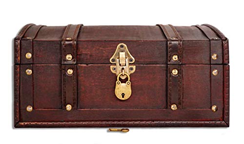 Brynnberg Caja de Madera Flanders 30x20x15cm - Cofre del Tesoro Pirata de Estilo Vintage - Hecha a Mano - Diseño Retro - joyero - con candado