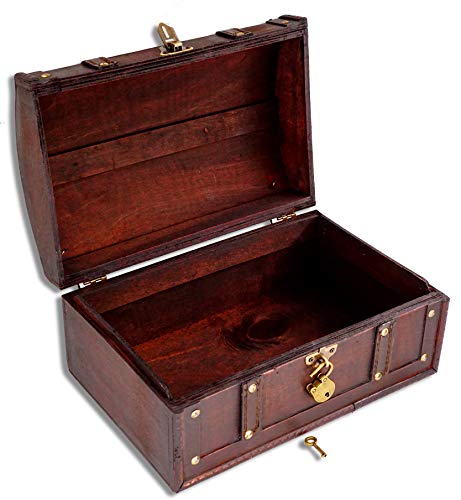 Brynnberg Caja de Madera Flanders 30x20x15cm - Cofre del Tesoro Pirata de Estilo Vintage - Hecha a Mano - Diseño Retro - joyero - con candado