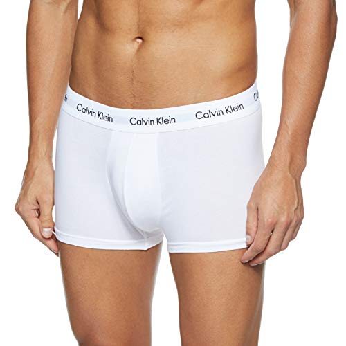 Calvin Klein Hombre - Pack de 3 bóxers de tiro medio - Cotton Stretch, Blanco, S, (Pack de 3)