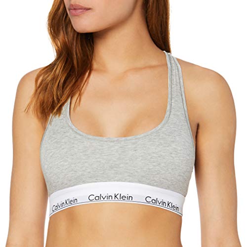 Calvin Klein Modern Cotton-Bralette Sujetador, Gris (Grey Heather 020), L para Mujer