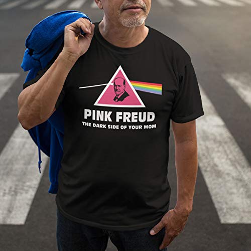 Camiseta para hombre, idea regalo para los apasionados de la filosofía y psicoanálisis, Pink Freud The Dark Side of Your Mom Negro XL