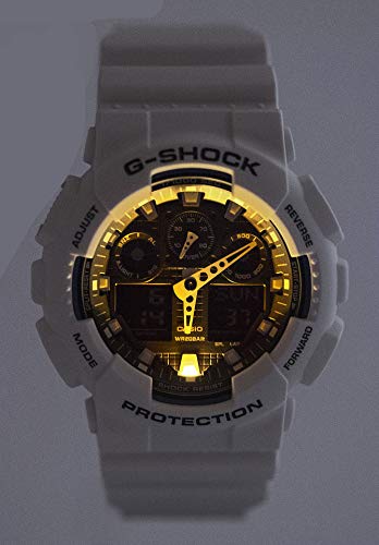 Casio G-SHOCK Reloj Analógico-Digital, 20 BAR, Blanco, para Hombre, GA-100B-7AER