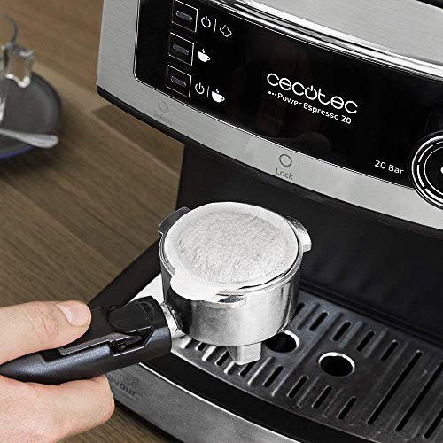 Cecotec Power Espresso 20 - Machine à Café, Acier Inoxydable, Reservoir 1,5 L, 850 W, Acier/Noir [Efficacité énergétique Clase A]