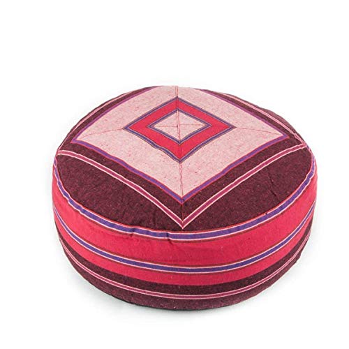 Cojín de meditación zafu redondo – Orgánica de trigo sarraceno ajustable relleno – lavable algodón cubierta multicolor patrón amor