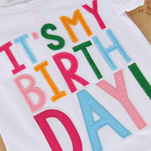 Conjunto de ropa de bebé Puseky con falda de tul de colorines y camiseta que dice «It's my birthday» (en inglés). multicolor multicolor Talla:1-2 años