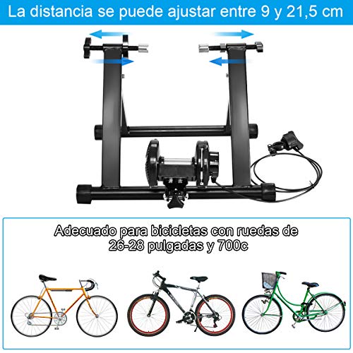 COSTWAY Rodillo Magnético Entrenamiento Bicicleta de Acero Resistencia Plegable Carga hasta 150kg Negro