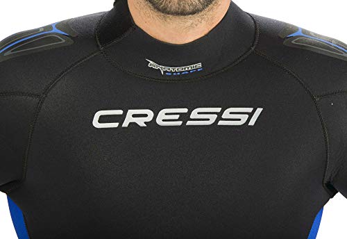 Cressi Castoro Man Traje Monopieza de Buceo Neopreno 5mm High Stretch para Hombre, Negro/Azul/Gris, XL/5