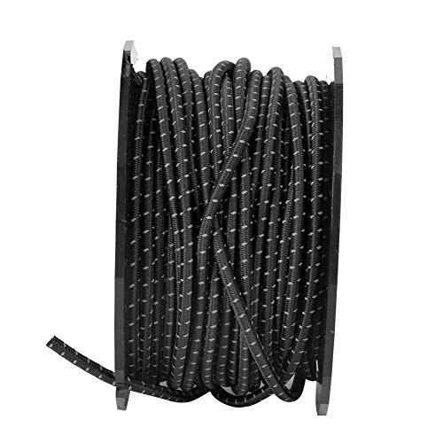 Cuerda elástica de látex para tienda de campaña al aire libre, resistente al desgaste (Black reflectivo)