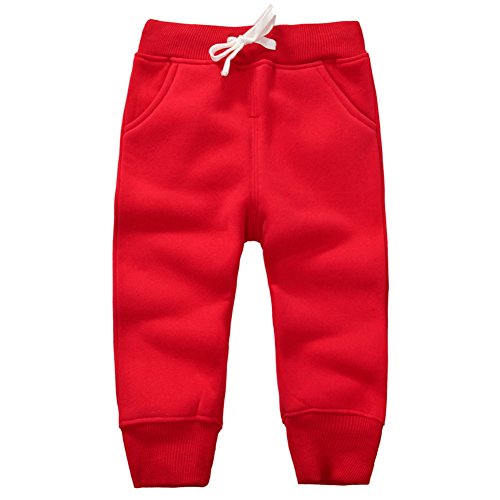CuteOn Unisexo niños Elástico Cintura Algodón Calentar Pantalones Bebé Trousers Bottoms Rojo 3Años