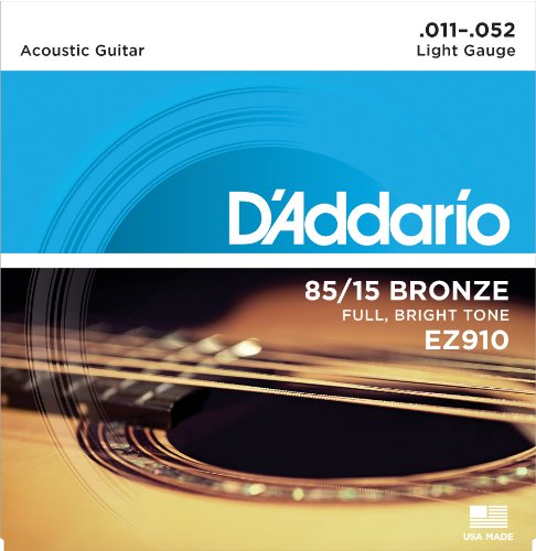 D'Addario EZ910 Juego de cuerdas para guitarra acústica de bronce, 011' - 052'