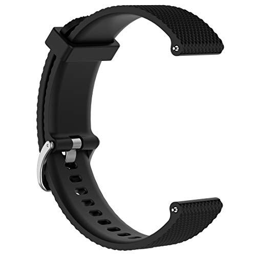 Disscool Bandas de repuesto para TicWatch C2, correa de silicona suave de 20 mm para reloj inteligente TicWatch C2 (negro/plata) Fitness smartwatch (silicona negra).