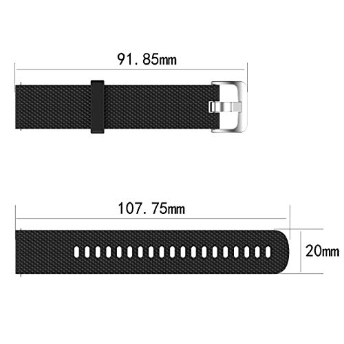 Disscool Bandas de repuesto para TicWatch C2, correa de silicona suave de 20 mm para reloj inteligente TicWatch C2 (negro/plata) Fitness smartwatch (silicona negra).