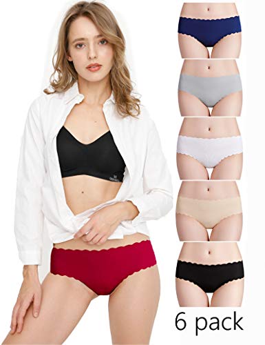 Donpapa Bragas para Mujer Pack sin Costuras Invisible Braguitas Microfibra Rayas Brief Bikini Culotte,Pack de 6 (Multicolor S)