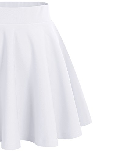 DRESSTELLS Falda Mujer Mini Corto Elástica Plisada Básica Multifuncional White XL