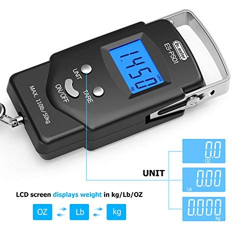 Dr.meter Equilibrio Electrónico Digital con Pantalla LCD Retroiluminado 110 Libras / 50kg con Cinta Métrica, 2 Pilas AAA Incluidas - Negro