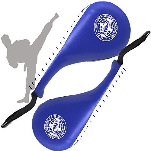 Durable Doble Taekwondo Karate Kick pad Cojín de retroceso objetivo Formación Pad de práctica-(Azul)