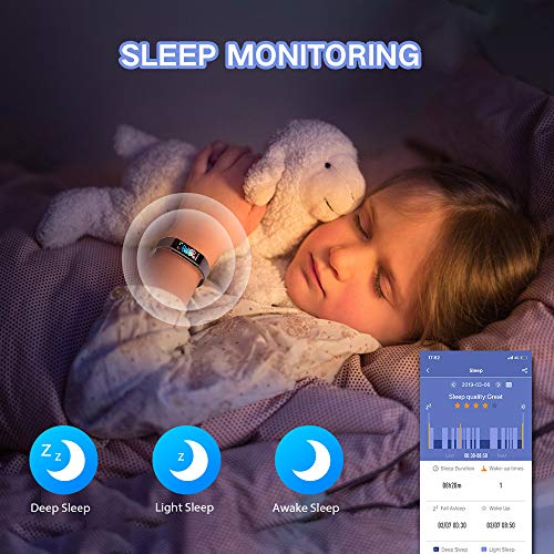Dwfit Pulsera Actividad Inteligente Reloj Inteligente para Niños Niñas, Impermeable IP68 Deportivo Smartwatch con Podómetro Pulsómetros Monitor de Sueño Contador de Caloría
