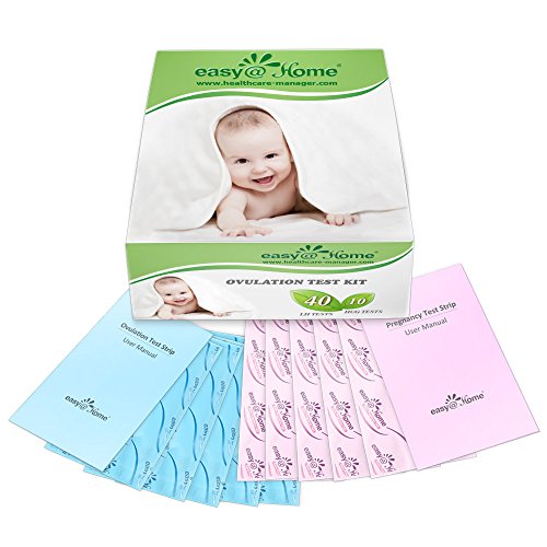 Easy@Home 40 Tiras de Ovulación y 10 Tiras de Embarazo, Kits de Tests de Ovulación y Fertilidad, Impulsado por la App Ovulación Premom gratuita Español Ovulación y fertilidad